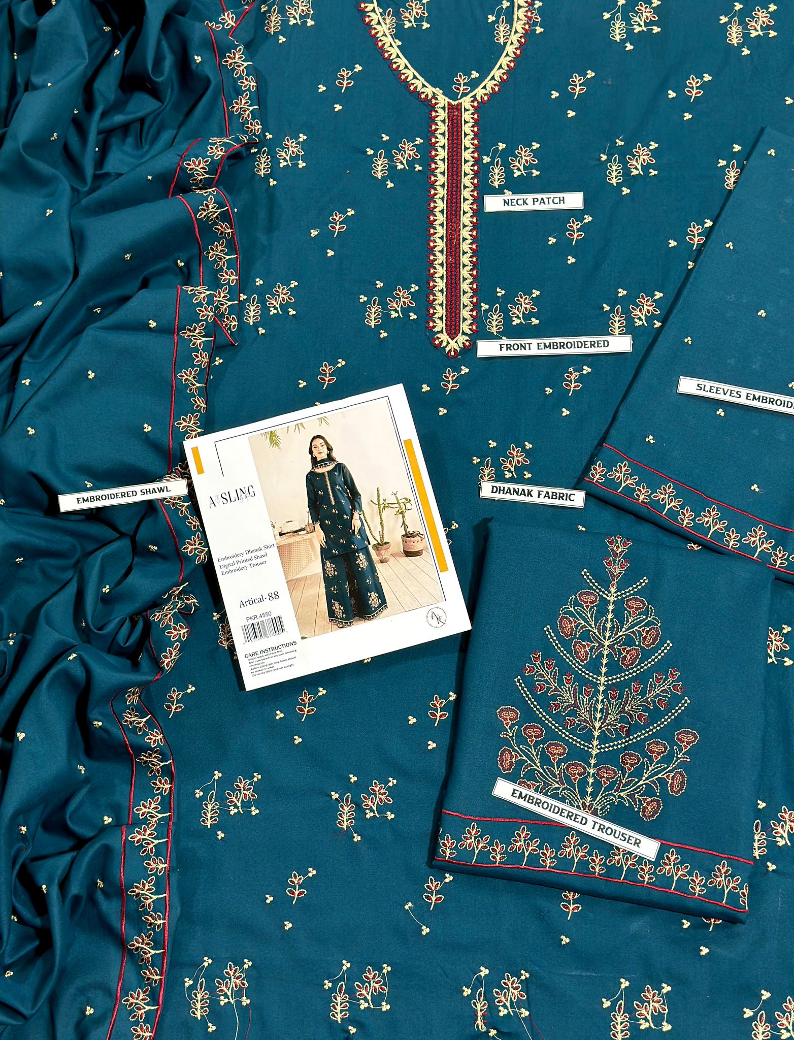 DHANAK 3PC Embroidered