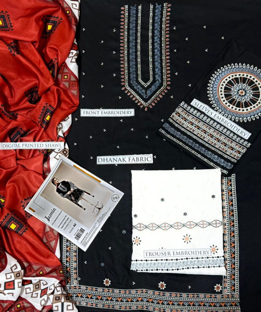 DHANAK 3PC Embroidered