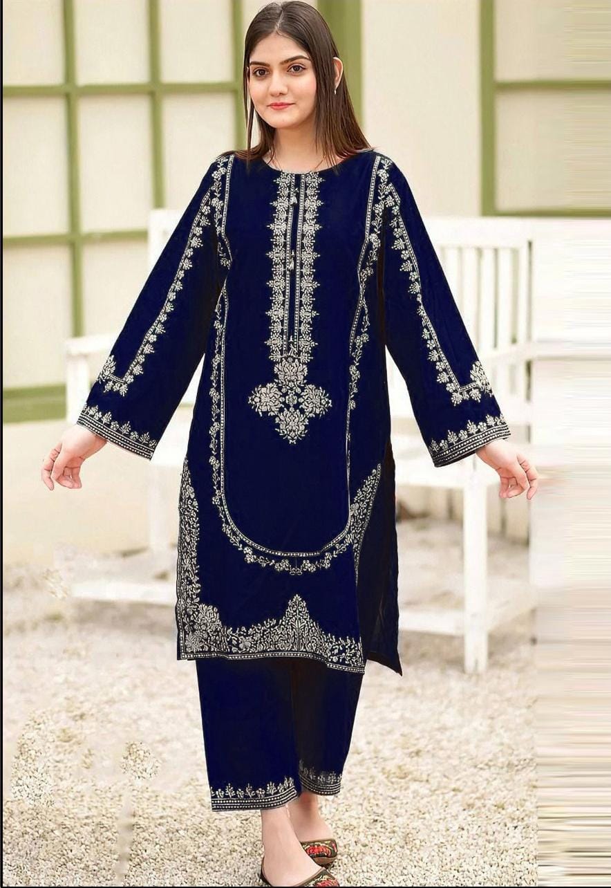 Winter Dhanak Fabric Embroidered | Unstitch 2-Piece Suit | Shirt & Trouser D-1299