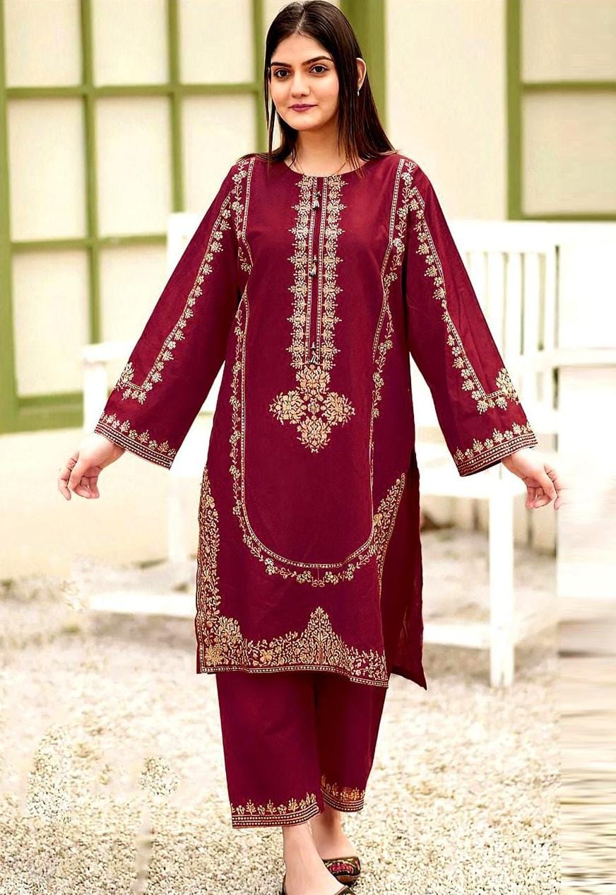 Winter Dhanak Fabric Embroidered | Unstitch 2-Piece Suit | Shirt & Trouser D-1303