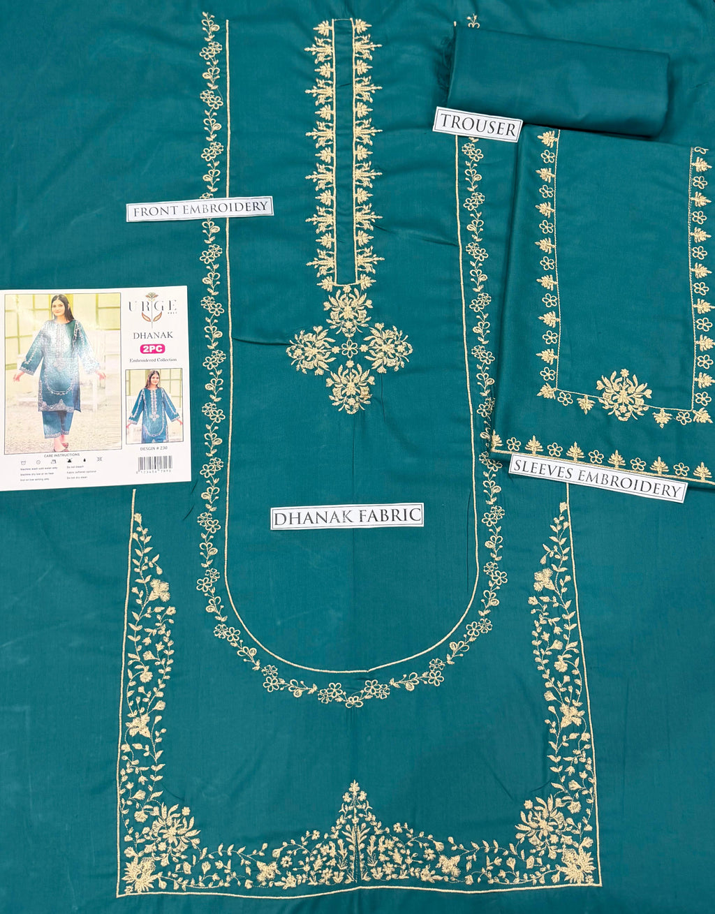 Winter Dhanak Fabric Embroidered | Unstitch 2-Piece Suit | Shirt & Trouser D-1301