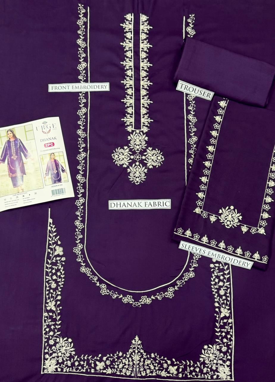Winter Dhanak Fabric Embroidered | Unstitch 2-Piece Suit | Shirt & Trouser D-1302