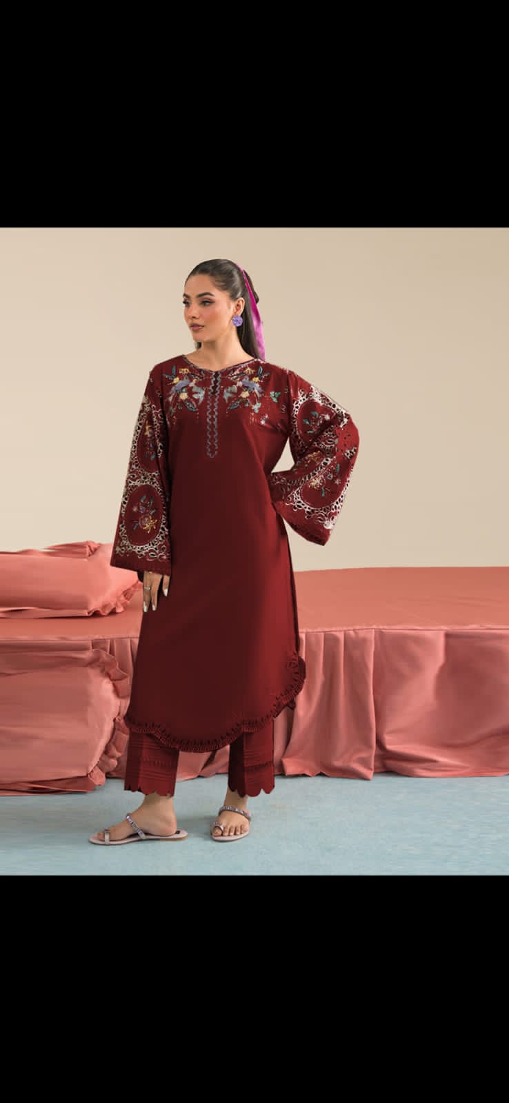 Winter Dhanak Fabric Embroidered | Unstitch 2-Piece Suit | Shirt & Trouser D-1296