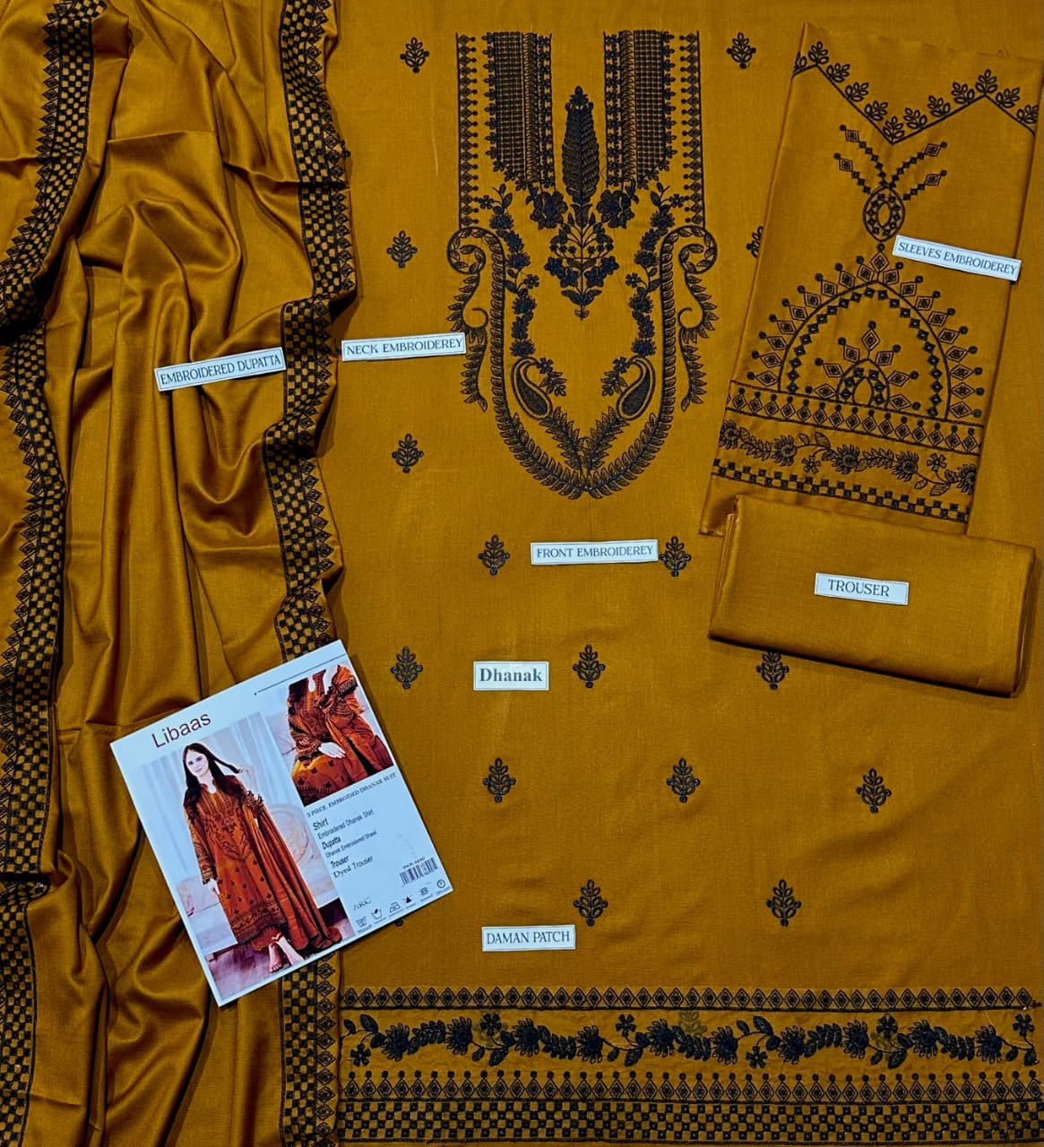 DHANAK 3PC Embroidered