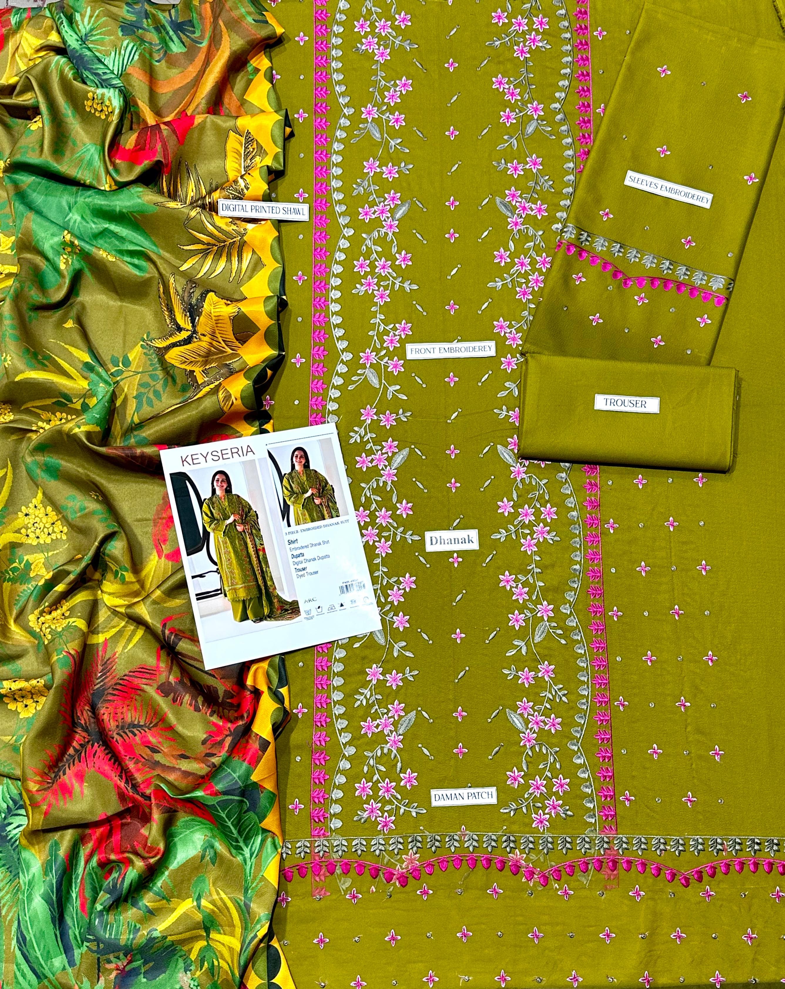 DHANAK 3PC Embroidered