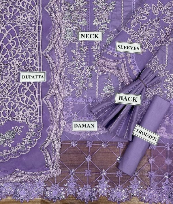 Maria B Hit Code Luxury Lawn Suit | Handwork Sequence Embroidery | Organza Dupatta