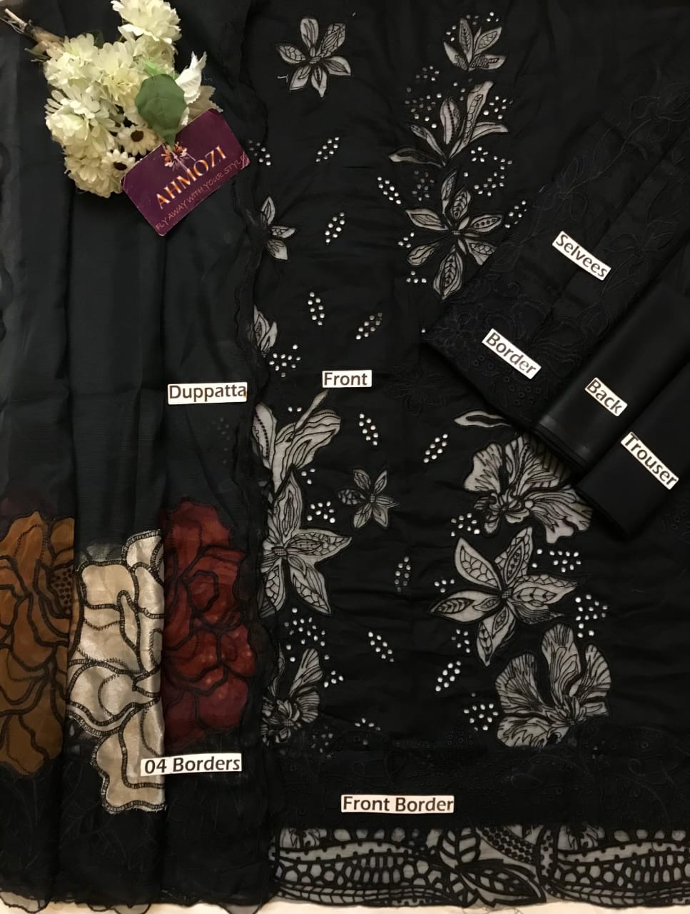 Rang Rasia Lawn Collection 3 Piece Suit | Heavy Chikankari & Laser Embroidery | Khaadi Net Dupatta