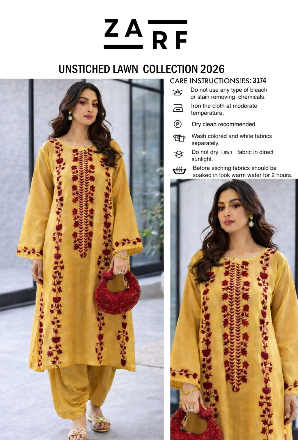 LAWN EMBROIDERED 2pc 1634