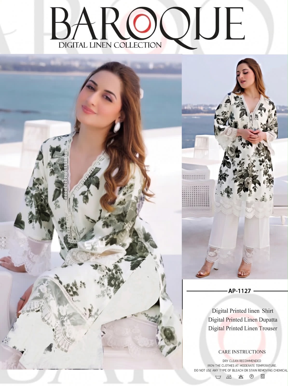 Linen 3pc print, Linen dupatta | unstitch | winter90