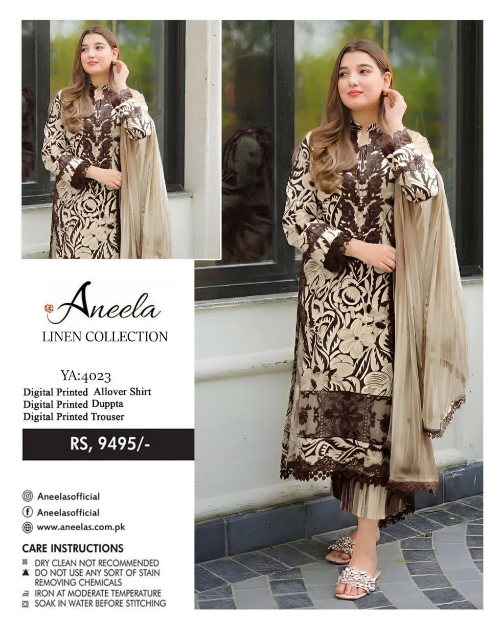 Linen 3pc print, Linen dupatta | unstitch | winter84