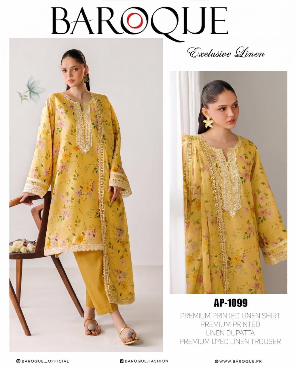 Linen 3pc print, Linen dupatta | unstitch | winter91