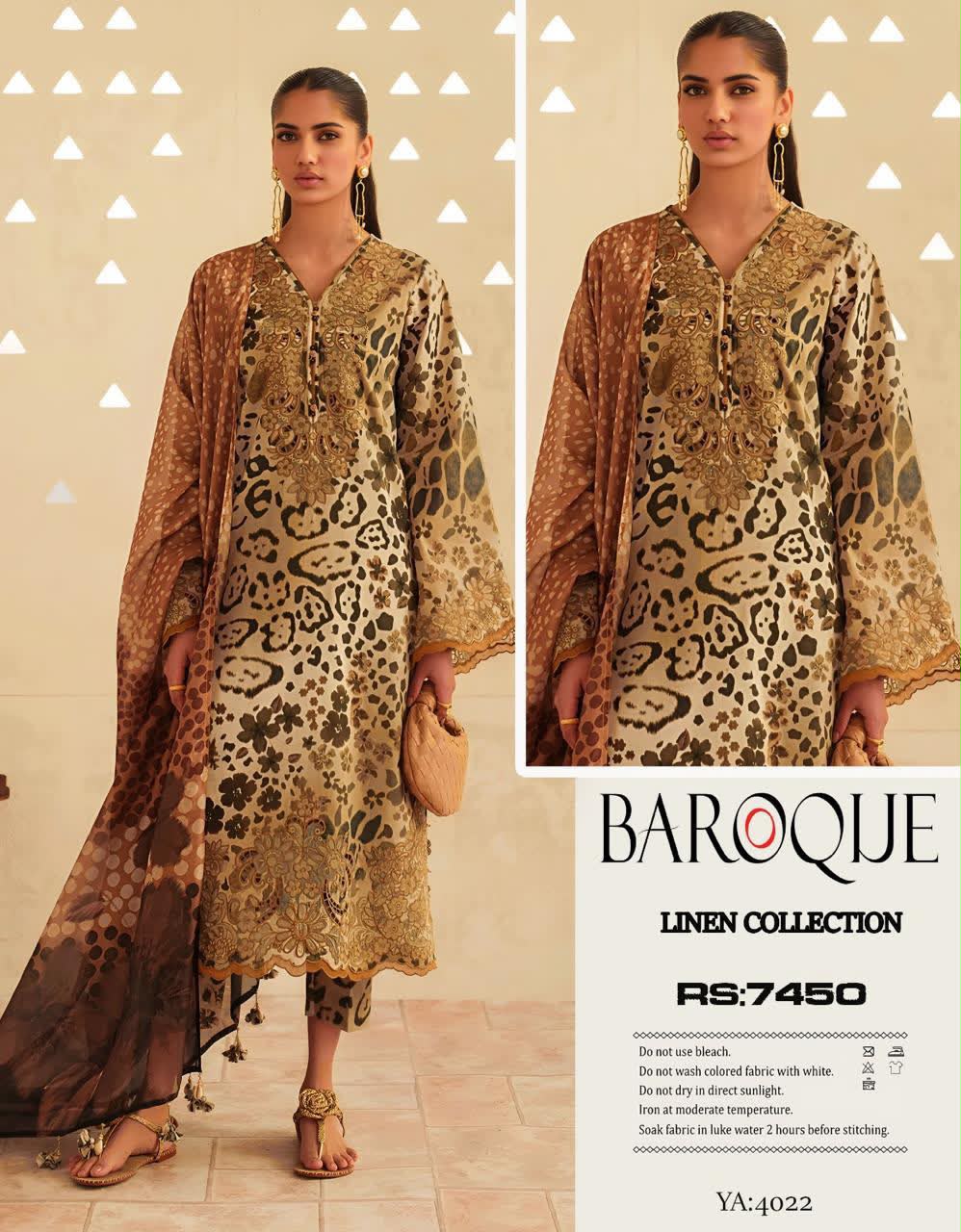 Linen 3pc print, Linen dupatta | unstitch | winter98