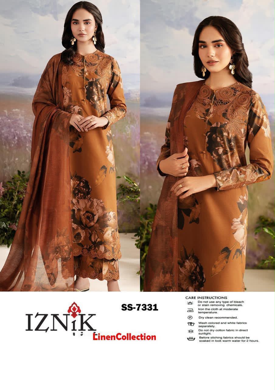 Linen 3pc print, Linen dupatta | unstitch | winter81