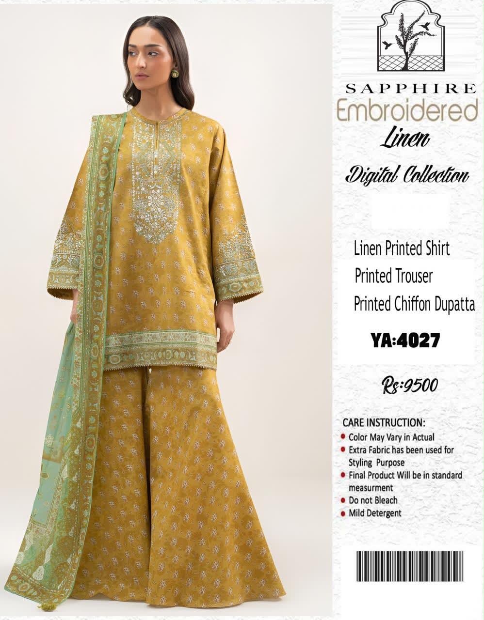 Linen 3pc print, Linen dupatta | unstitch | winter71