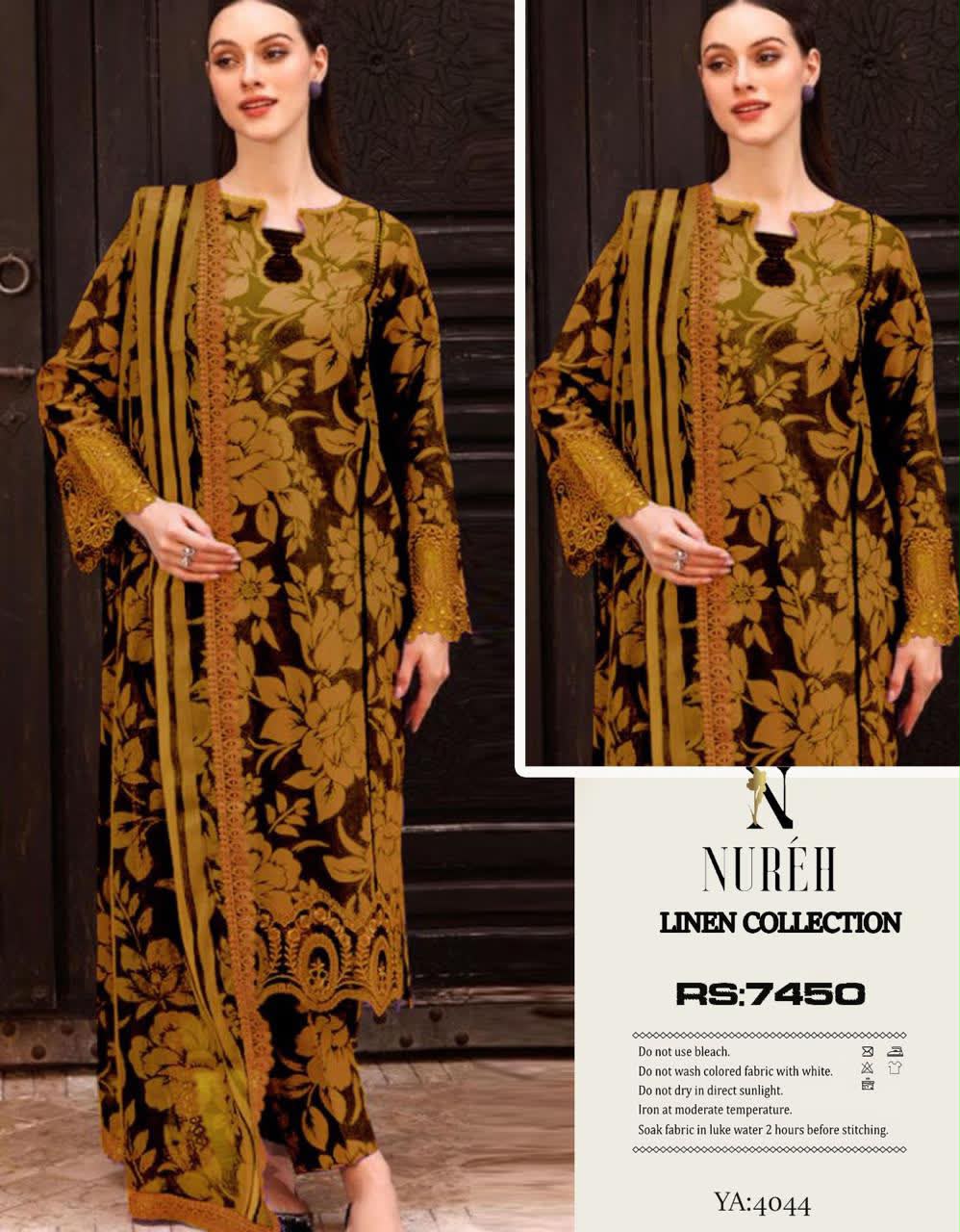 Linen 3pc print, Linen dupatta | unstitch | winter68