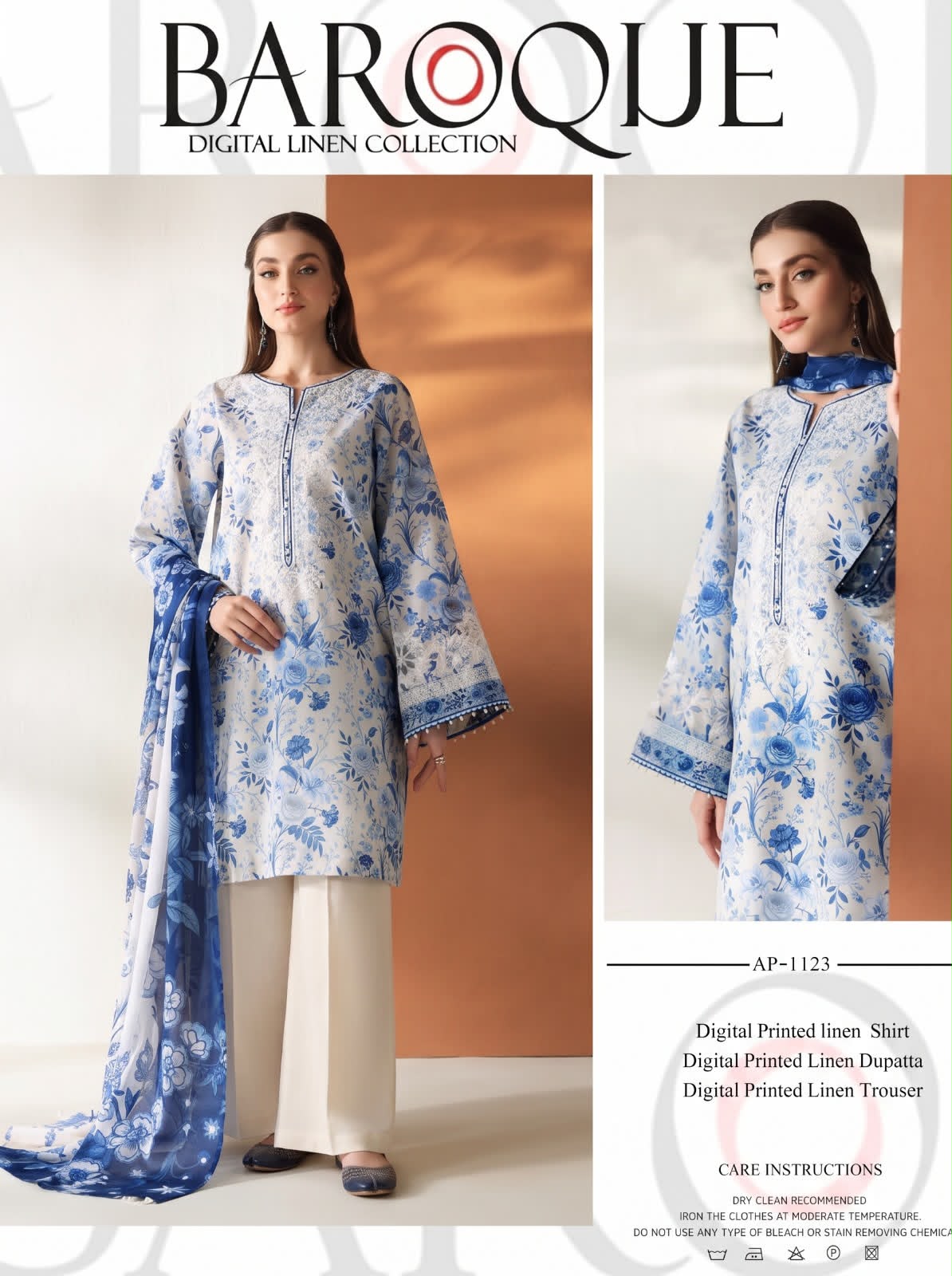 Linen 3pc print, Linen dupatta | unstitch | winter59