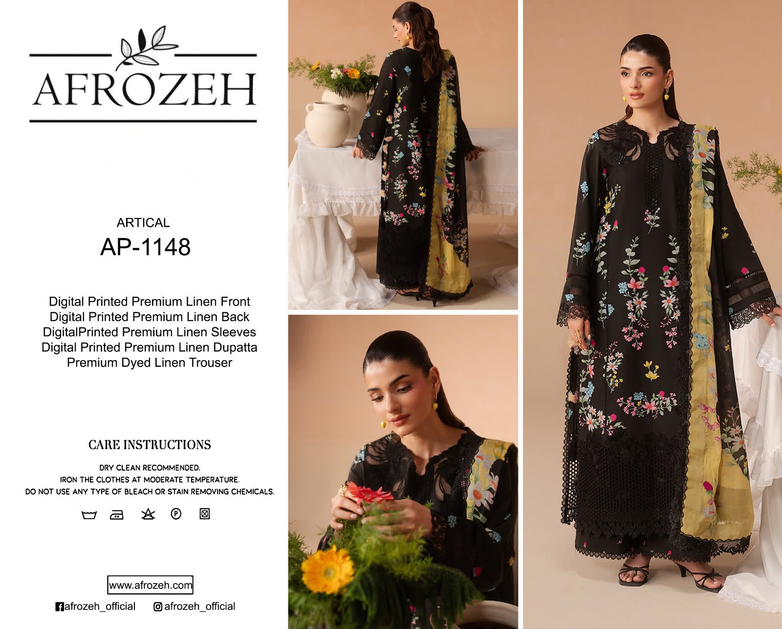 Linen 3pc print, Linen dupatta | unstitch | winter47