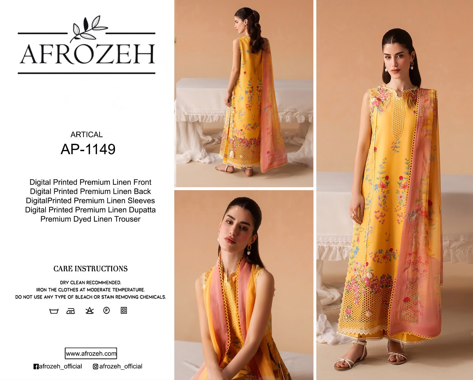 Linen 3pc print, Linen dupatta | unstitch | winter54