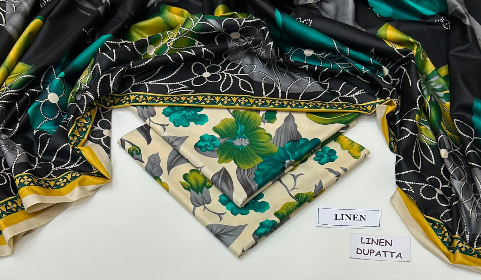 Linen 3pc print, Linen dupatta | unstitch | winter48