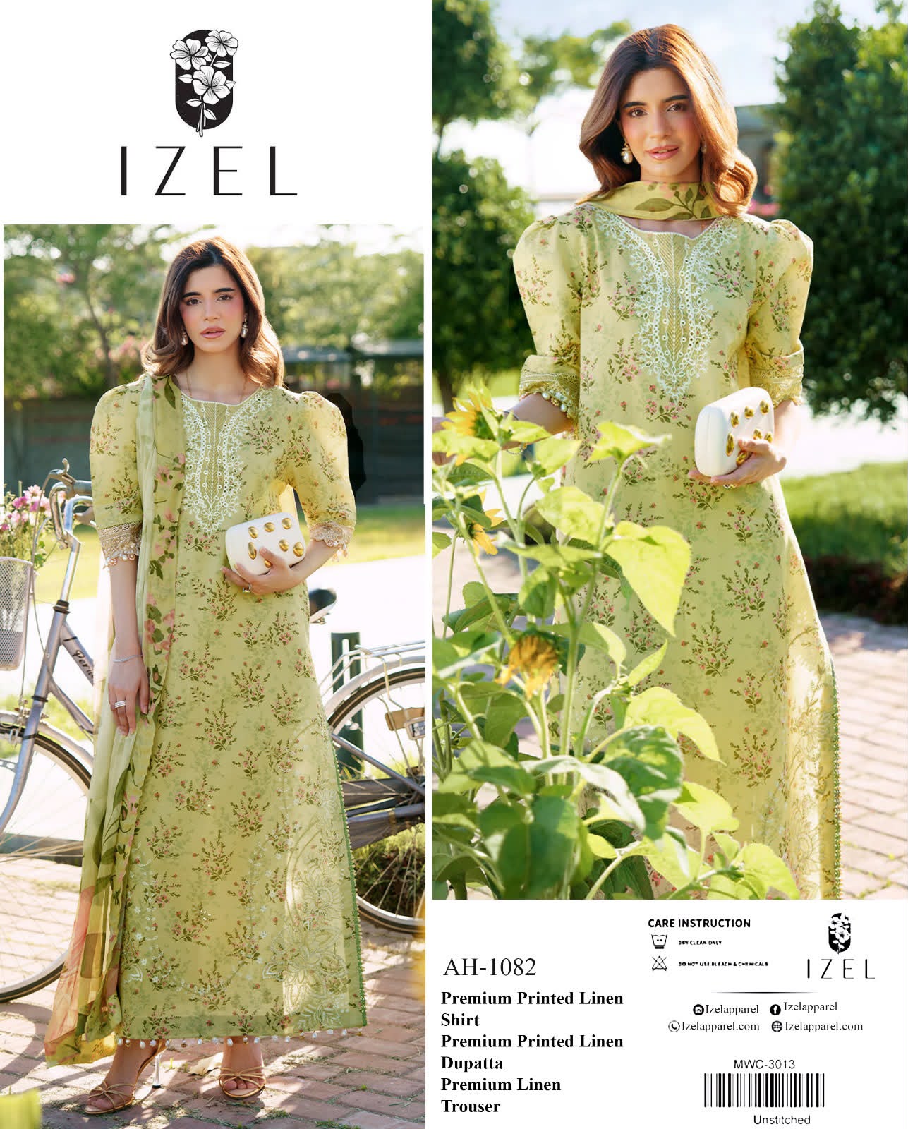 Linen 3pc print, Linen dupatta | unstitch | winter41