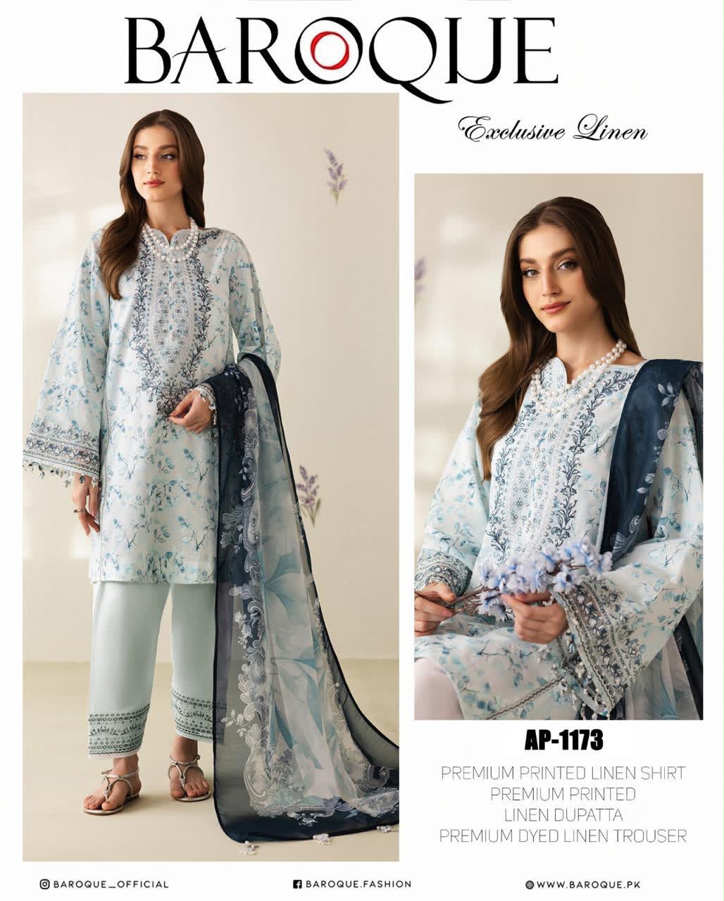 Linen 3pc print, Linen dupatta | unstitch | winter31