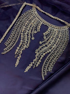 New Arrival Soft Shamooz Silk 3PC Suit – Heavy Adda Embroidered Neck, Organza Dupatta, Digital Printed Shirt & TrouserD-1041