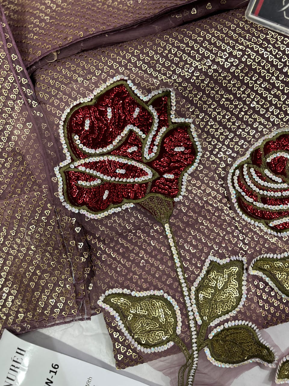 NUREH Midnight Collection – Heavy Embroidered Chiffon 3-Piece Suit | Organza Dupatta | Shamoz Silk Trouser | Master Blaster Replica D-1048