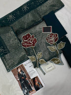 NUREH Midnight Collection – Heavy Embroidered Chiffon 3-Piece Suit | Organza Dupatta | Shamoz Silk Trouser | Master Blaster Replica D-1049