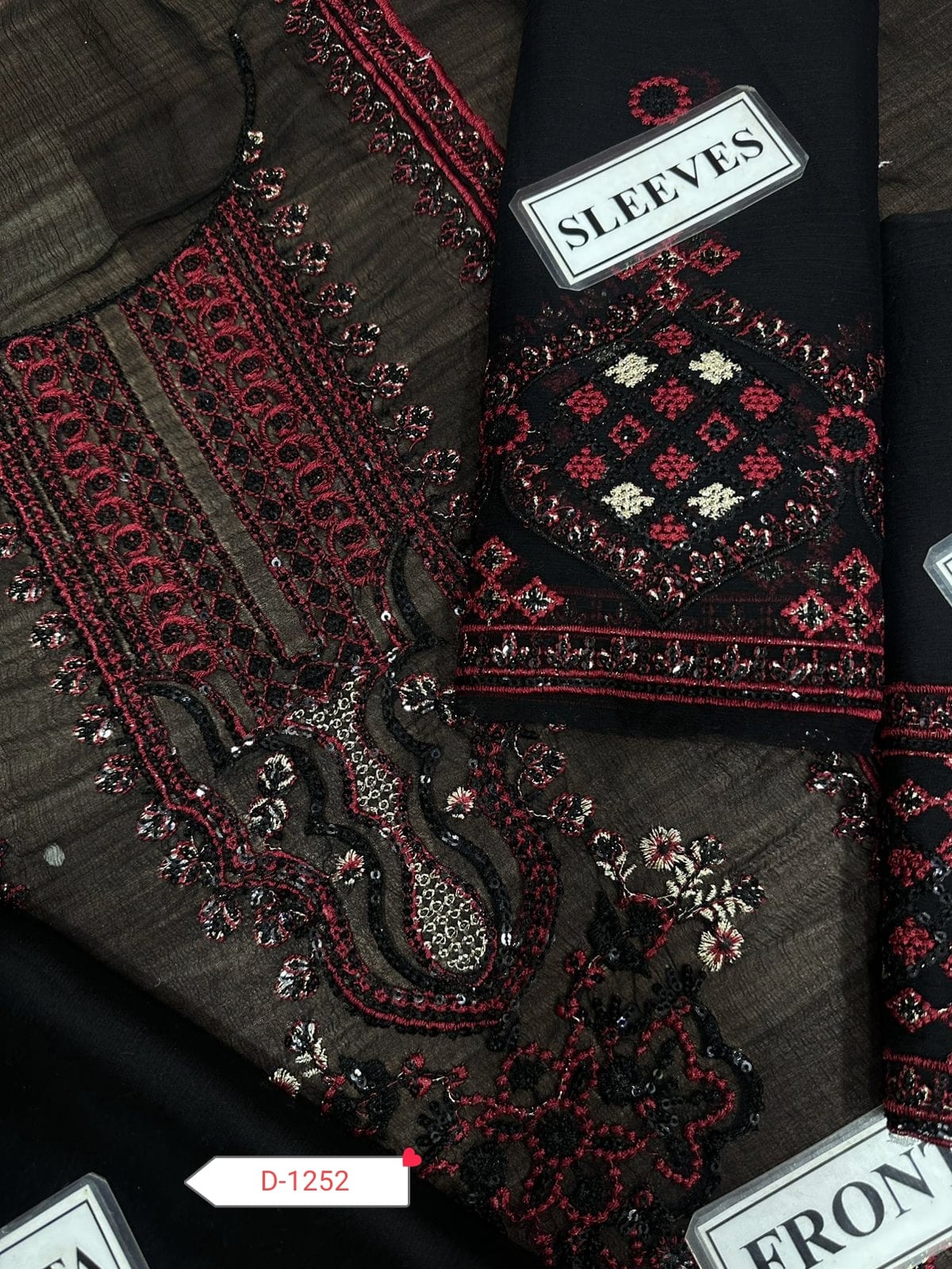 NOOR MA KAAMAL– Chiffon 3-Piece Suit | Malai Trouser | Sequence Work | Unstitched Replica D-1051