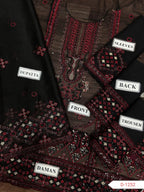 NOOR MA KAAMAL– Chiffon 3-Piece Suit | Malai Trouser | Sequence Work | Unstitched Replica D-1051