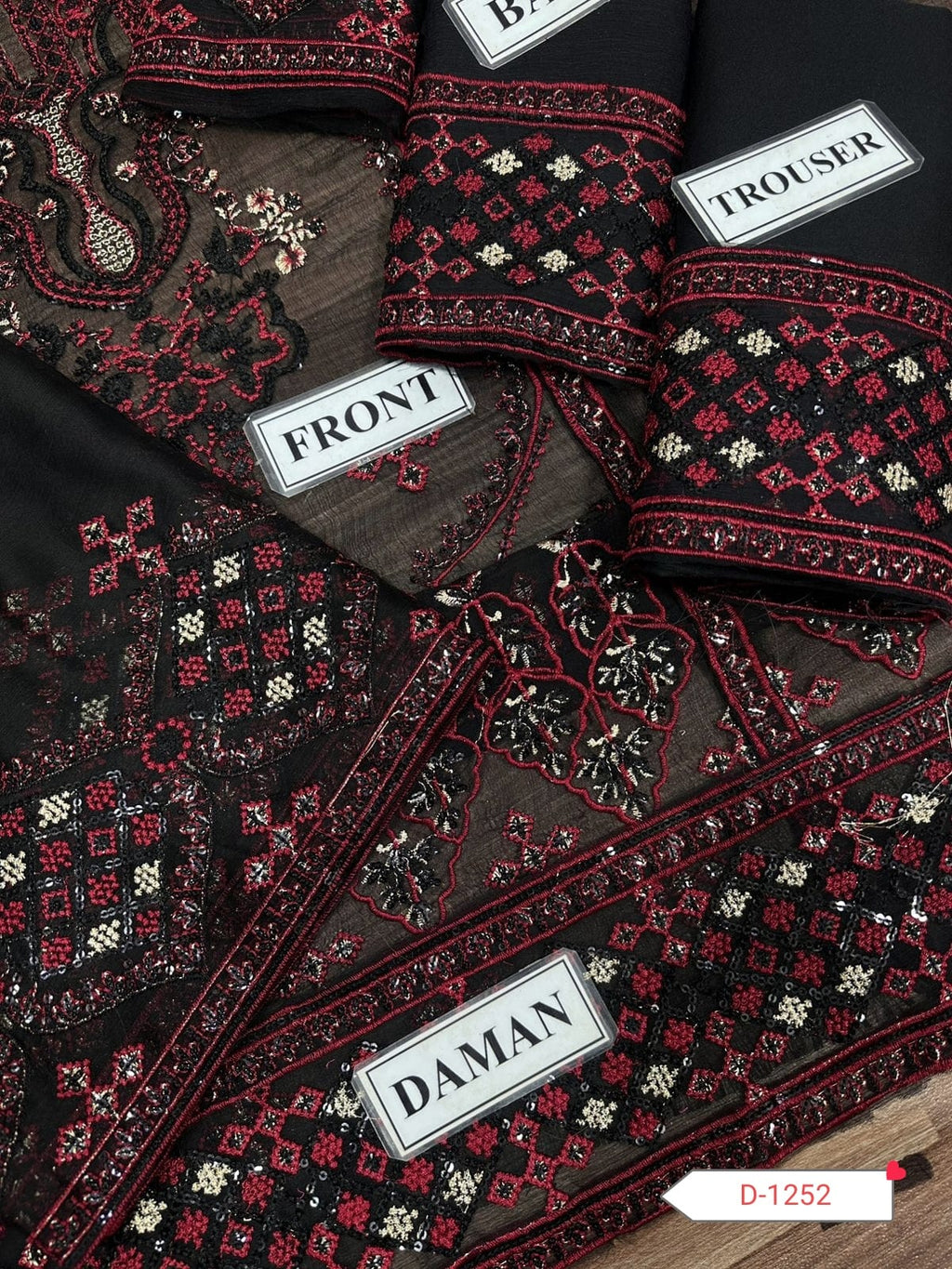 NOOR MA KAAMAL– Chiffon 3-Piece Suit | Malai Trouser | Sequence Work | Unstitched Replica D-1051