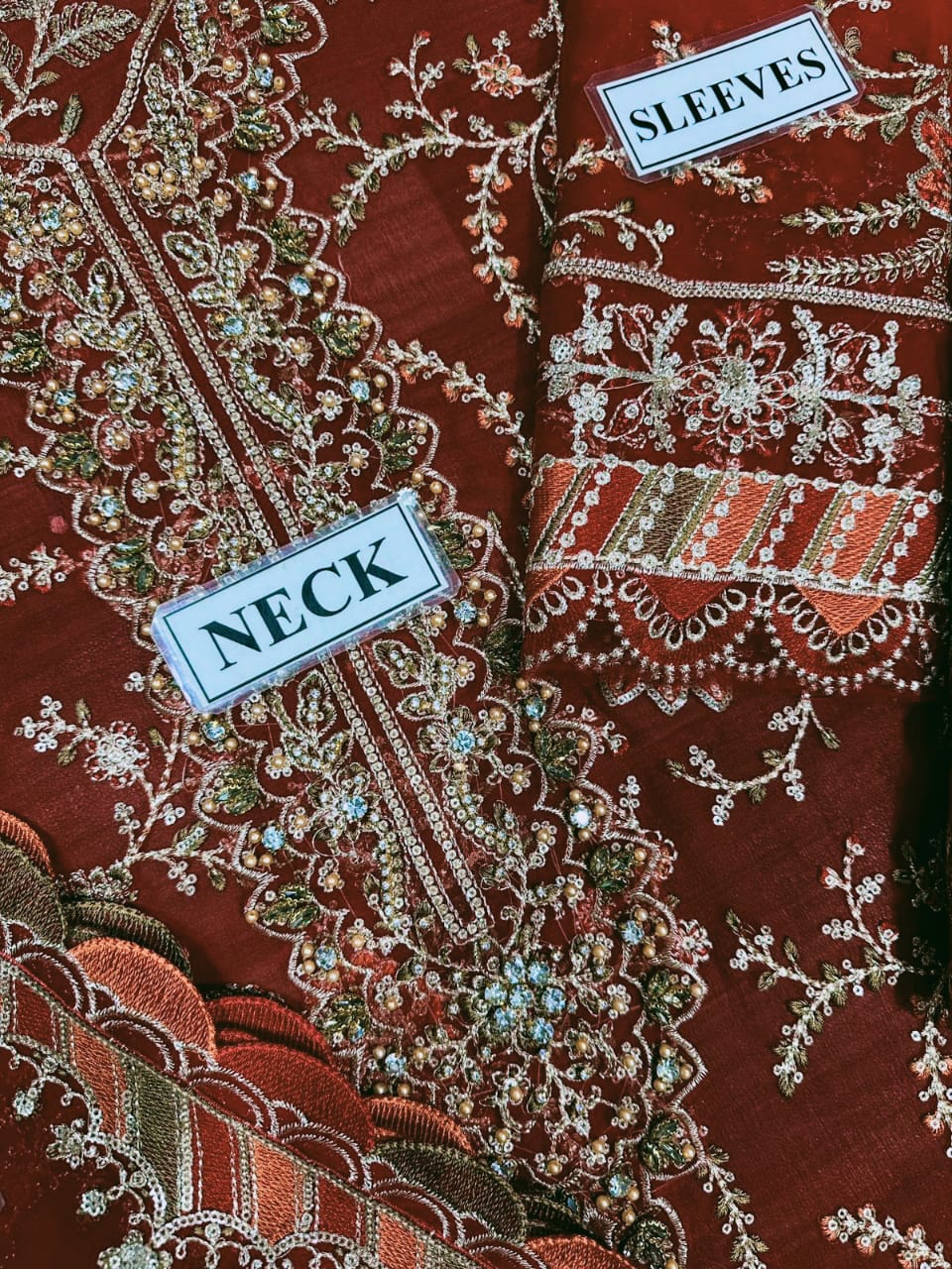 Maria B Chiffon Collection  | Fully Heavy Embroidered Chiffon 3-Piece Suit | Luxury Pakistani Fashion D-1052