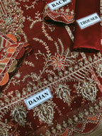 Maria B Chiffon Collection  | Fully Heavy Embroidered Chiffon 3-Piece Suit | Luxury Pakistani Fashion D-1052