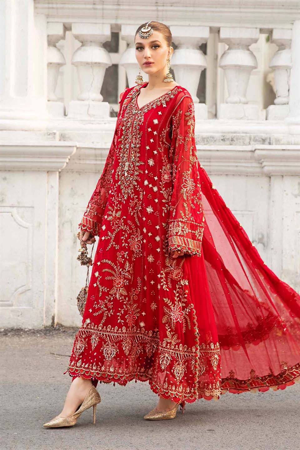 Maria B Chiffon Collection  | Fully Heavy Embroidered Chiffon 3-Piece Suit | Luxury Pakistani Fashion D-1053