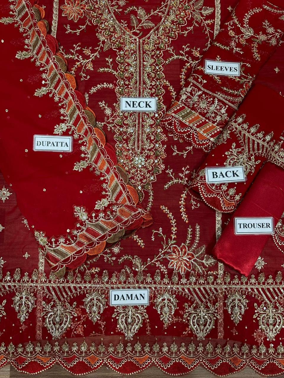 Maria B Chiffon Collection  | Fully Heavy Embroidered Chiffon 3-Piece Suit | Luxury Pakistani Fashion D-1053