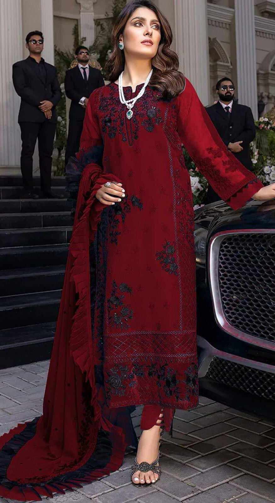 Azure Chiffon & Malai 3-Piece Suit – Heavy Embroidered Front, Sleeves & Dupatta | Luxury Unstitched Collection D-1056