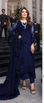 Azure Chiffon Suit D-1056-blue