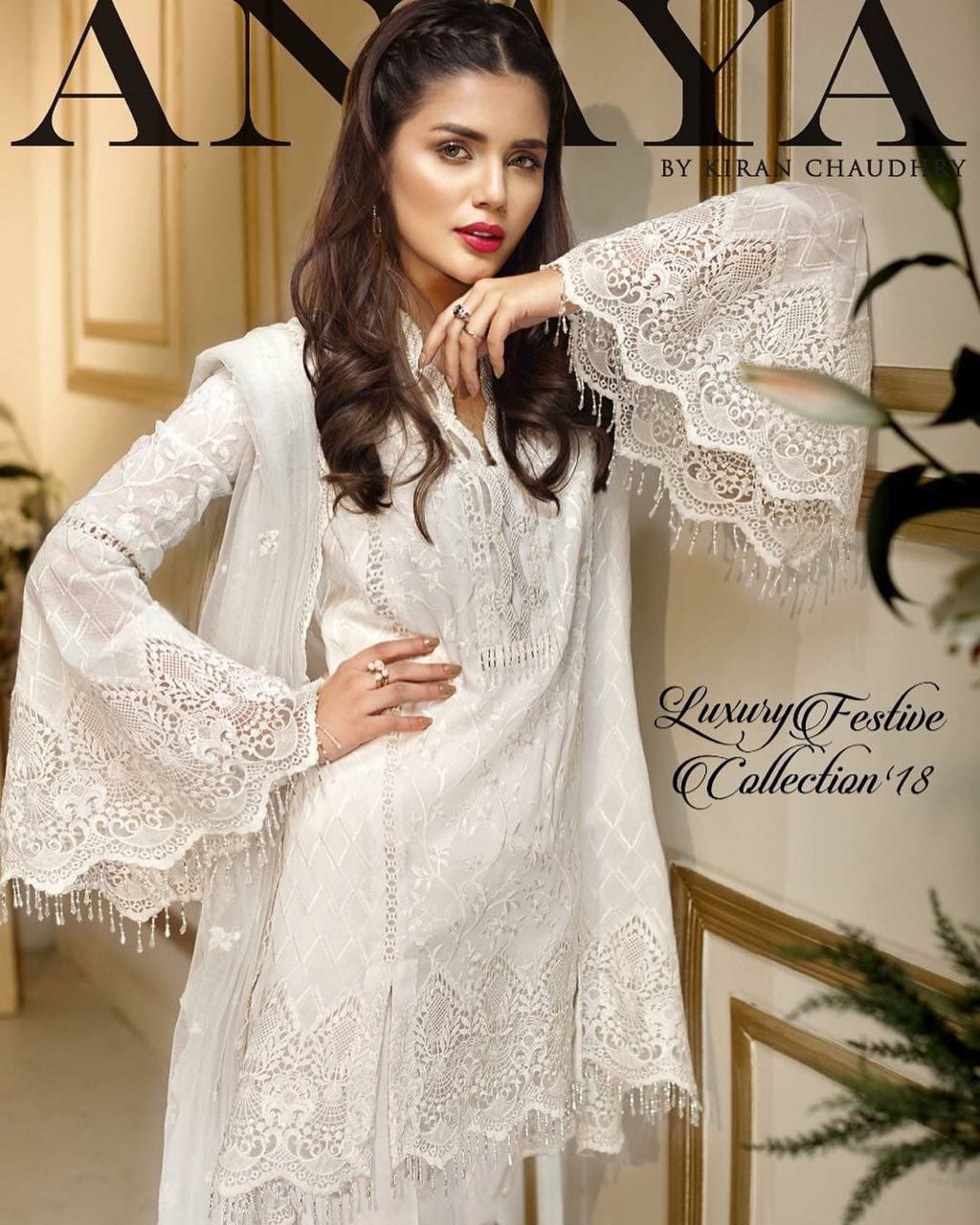 Anaya Luxury Chiffon Collection – Fully Embroidered Handwork Suit with Dupatta & Malai Trouser D-1057