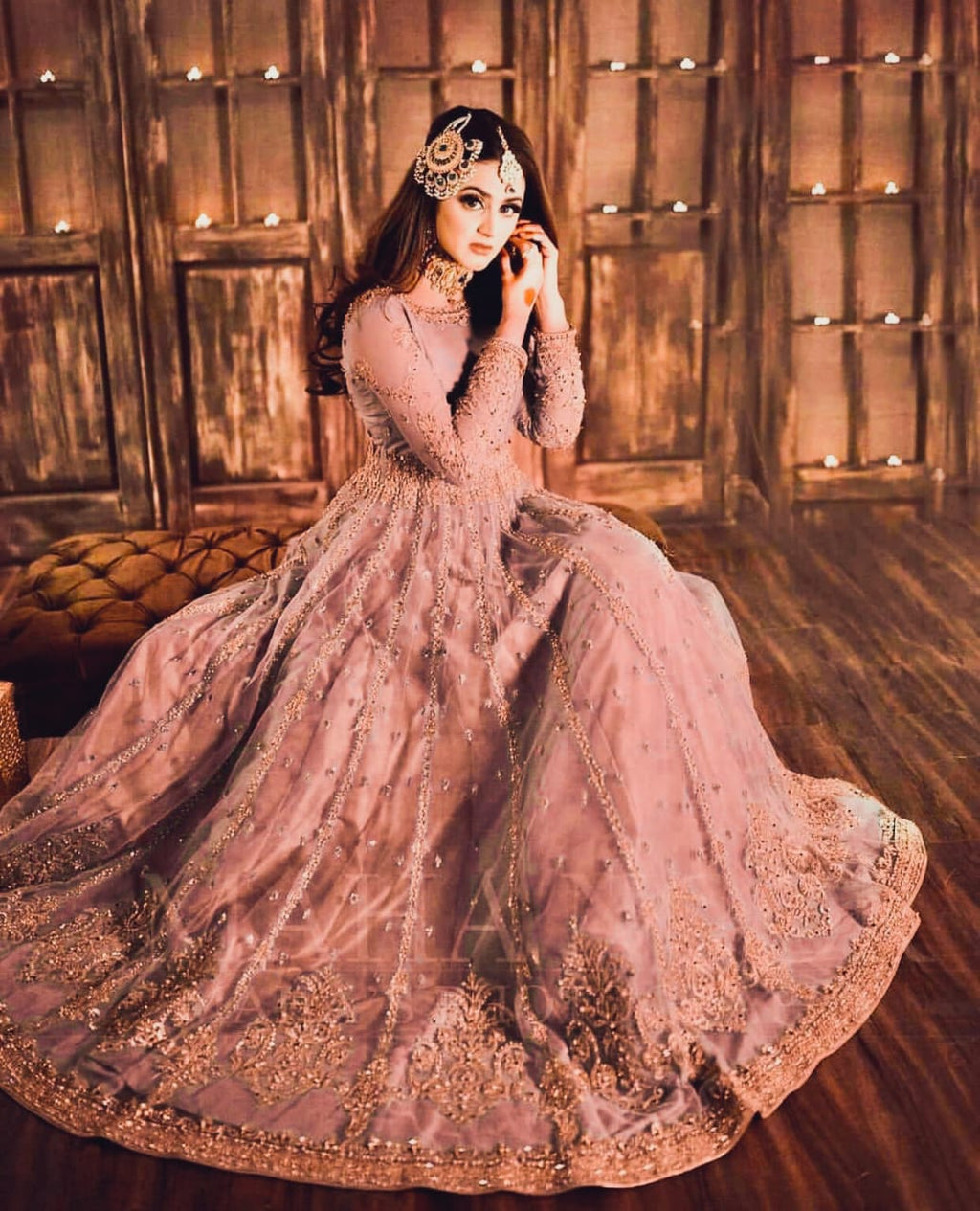Hira Mani Ruedad-e-Sahar Replica – Heavy Embroidered Net Long Frock with Mirror & Sequence Work | Restock Available D-1059