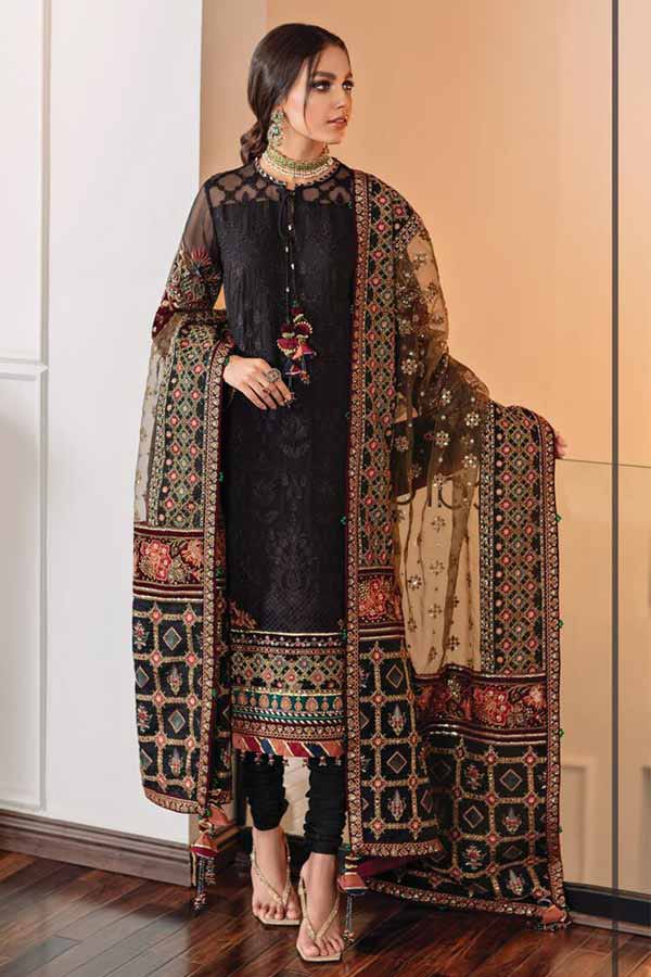 Baroque Luxury Collection – Organza Thread & Zari Embroidered 3-Piece Unstitched Suit | High Demand Restock D-1060