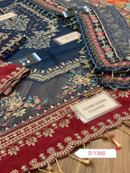 Maria B Chiffon | Heavy Spangle Embroidered Suit with Hand Embellishment & Digital Silk Dupatta D-1062