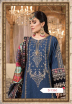 Maria B Chiffon | Heavy Spangle Embroidered Suit with Hand Embellishment & Digital Silk Dupatta D-1062