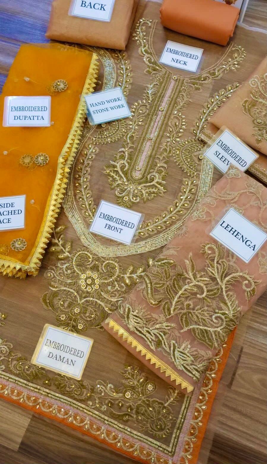 Khuda Buksh Luxury Wear by Aiza Khan | Heavy Embroidered Maysoori Suit with Net Dupatta & Lehnga Fabric D-1065