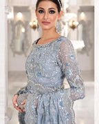 Maria B Exclusive Saree - Article 1088 | Fully Embroidered Net Saree with Adda Work & Tassels | Luxury Designer Saree D-1066