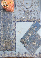 Maria B Exclusive Saree - Article 1088 | Fully Embroidered Net Saree with Adda Work & Tassels | Luxury Designer Saree D-1066