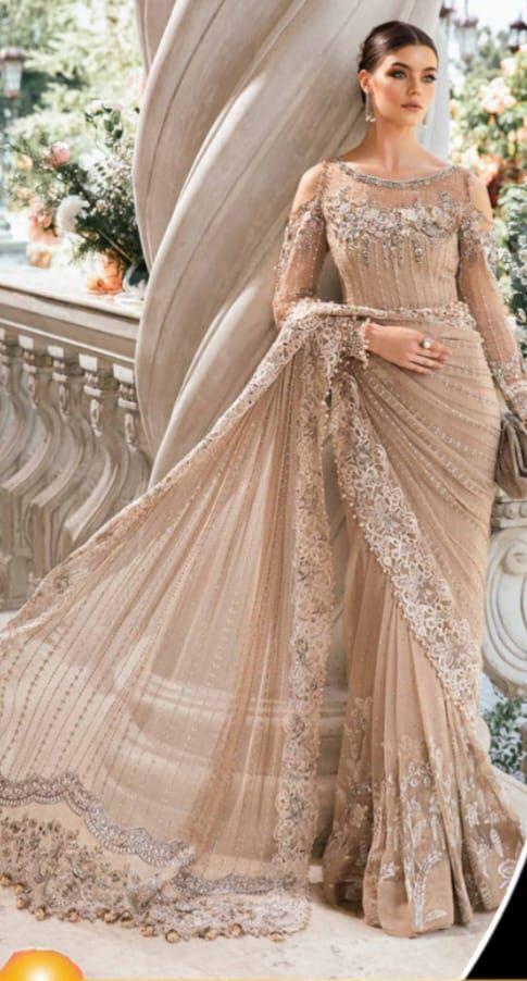 Maria B Net Saree D-1067