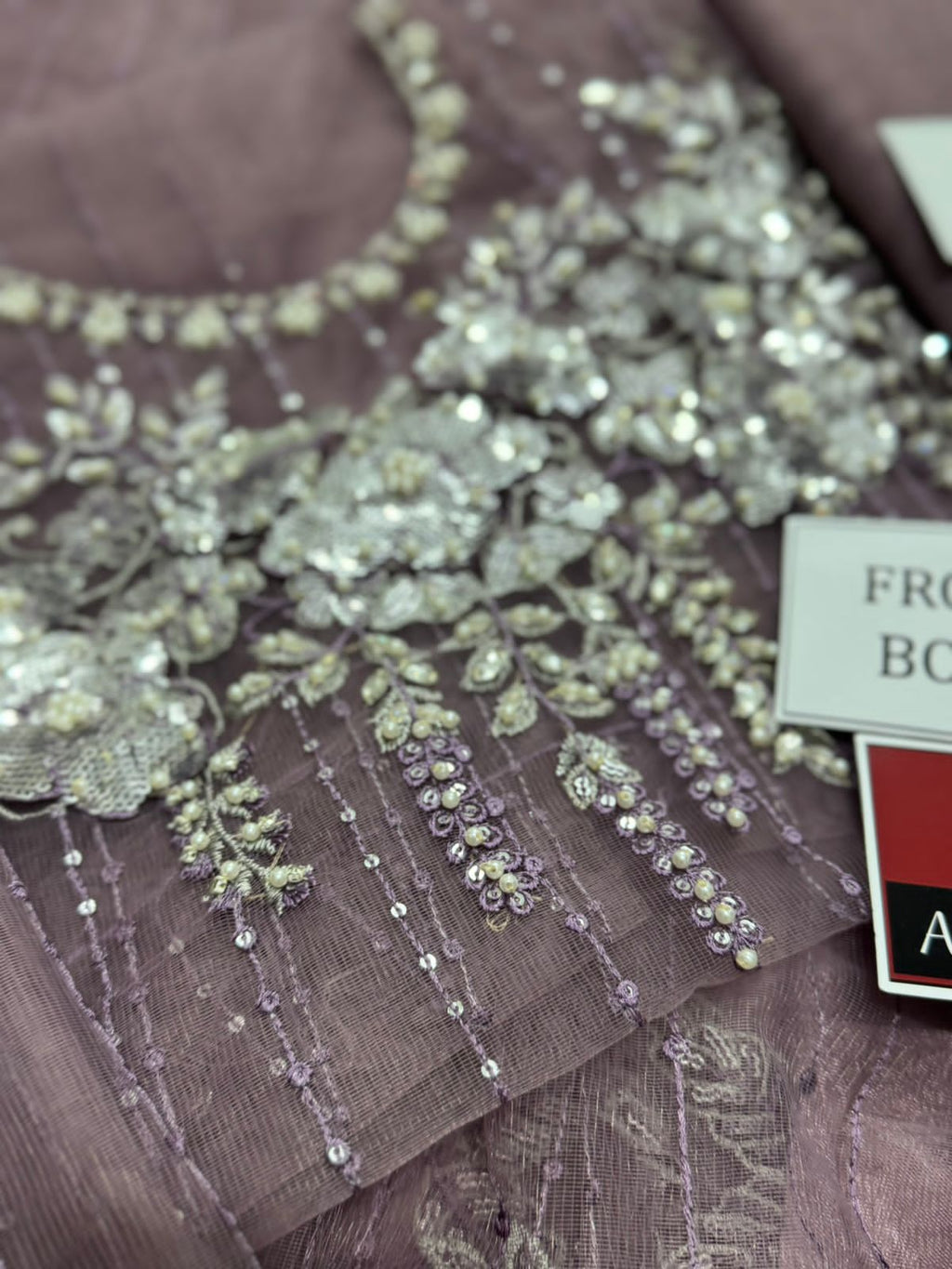 Maria B Exclusive Saree – Fully Heavy Embroidered Net Saree with Adda Work & Tassels | Luxury Designer Collection D-1068