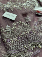 Maria B Exclusive Saree – Fully Heavy Embroidered Net Saree with Adda Work & Tassels | Luxury Designer Collection D-1068