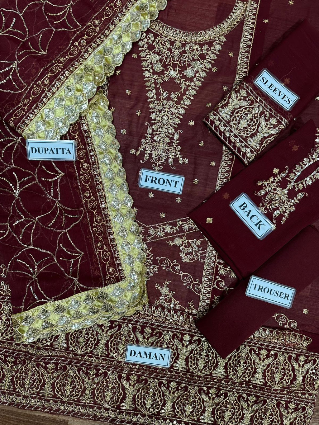 Asim Jofa Wedding Embroidered – Chiffon Suit with Sequence & Embroidery | Malai Trouser D-1071