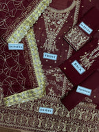 Asim Jofa Wedding Embroidered – Chiffon Suit with Sequence & Embroidery | Malai Trouser D-1071